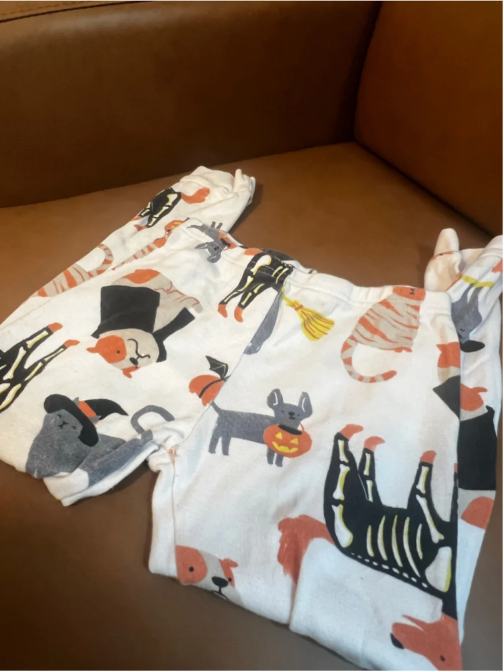 Girls Carter's Halloween Pajama Bottoms Size 5 White Orange